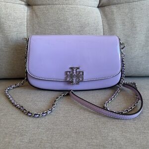 Tory Burch Britten Patent Convertible Crossbody Shoulder Bag in Lavender Purple